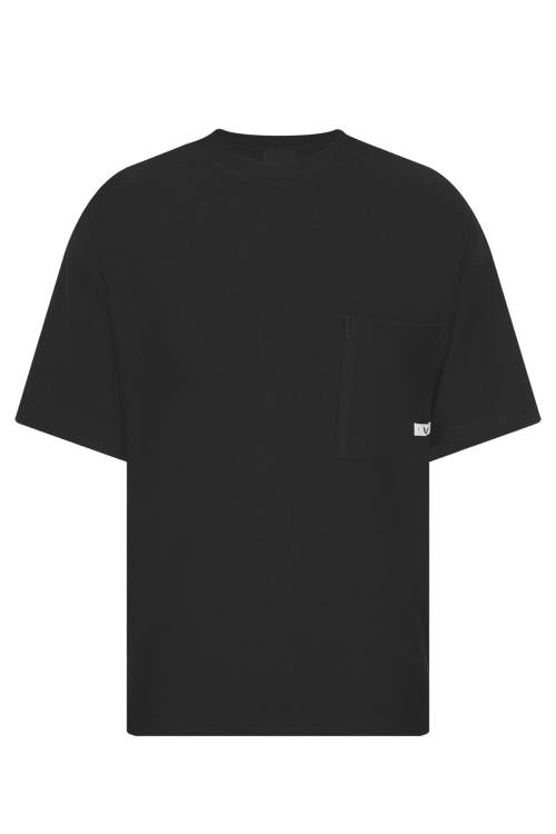 XHAN - Siyah Dokulu & Cepli Oversize T-Shirt 2YXE2-45984-02