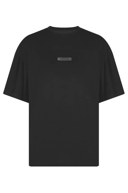 XHAN - Siyah Essentials Aksesuarlı Oversize T-Shirt 2YXE2-45973-02