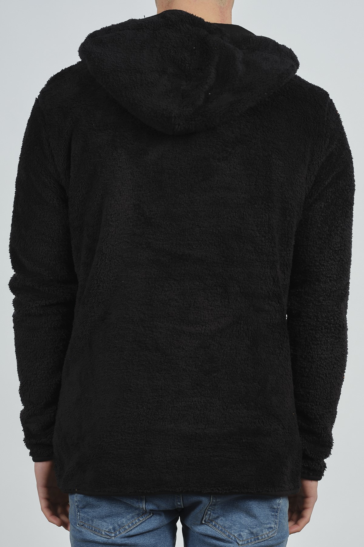 Siyah Fermuarlı Kapüşonlu Peluş Sweat 1KXE8-44271-02 - 4