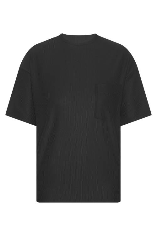 XHAN - Siyah Fitilli & Cepli T-Shirt 2YXE2-45982-02
