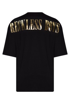 Siyah Gold Baskılı Oversize T-Shirt 2YXE2-45992-02 - Thumbnail