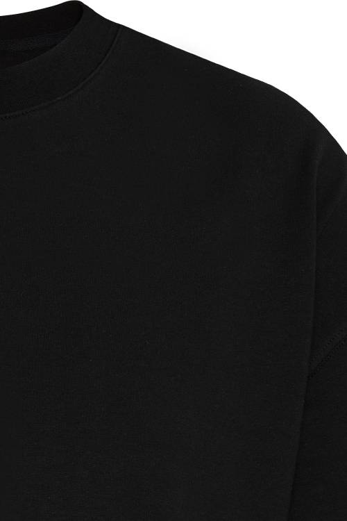 Siyah Kalın Ribanalı Oversize Tişört 2YXE2-45947-02 - 2