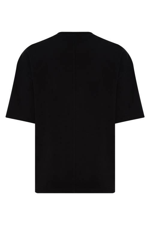 Siyah Kalın Ribanalı Oversize Tişört 2YXE2-45947-02 - 3
