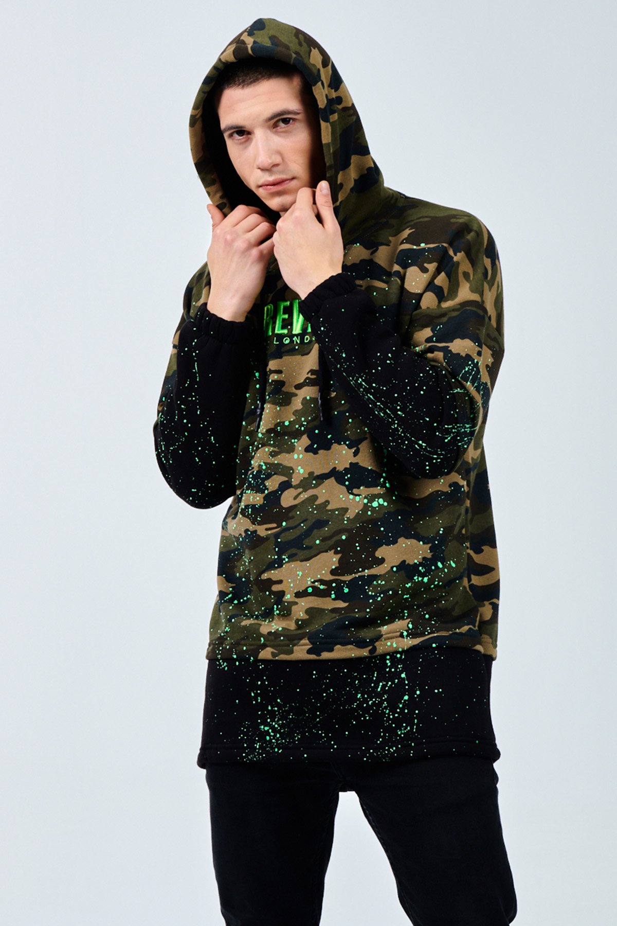 Siyah Kamuflaj Baskılı Sweatshirt 1KXE8-44332-02 - 3