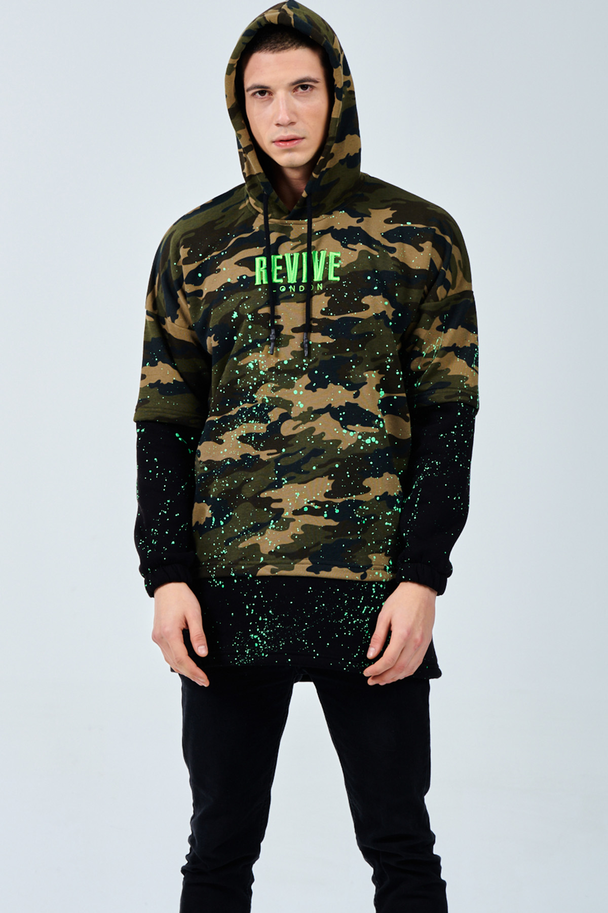 Siyah Kamuflaj Baskılı Sweatshirt 1KXE8-44332-02 - 7