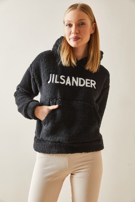 Siyah Kanguru Cepli & Kapüşonlu Peluş Sweatshirt 4KXK8-47856-02 - 2
