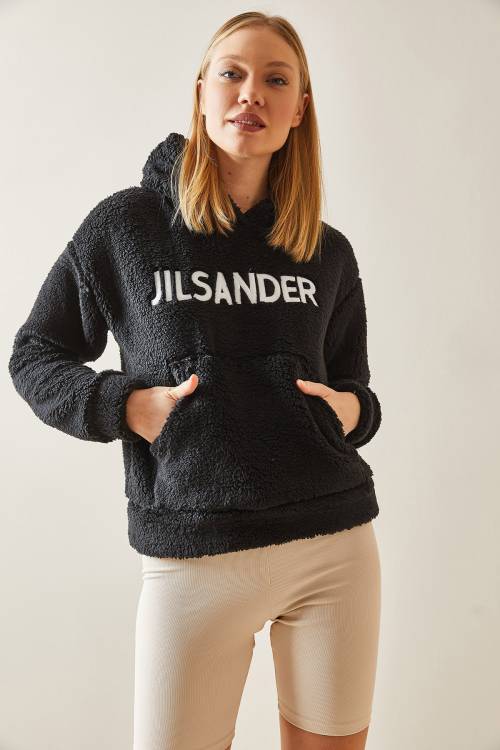 Siyah Kanguru Cepli & Kapüşonlu Peluş Sweatshirt 4KXK8-47856-02 - 3