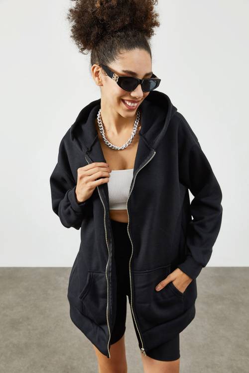Siyah Kapüşonlü Polar Sweatshirt 2KXK8-45544-02 - 1