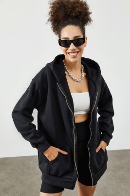 Siyah Kapüşonlü Polar Sweatshirt 2KXK8-45544-02 - 4