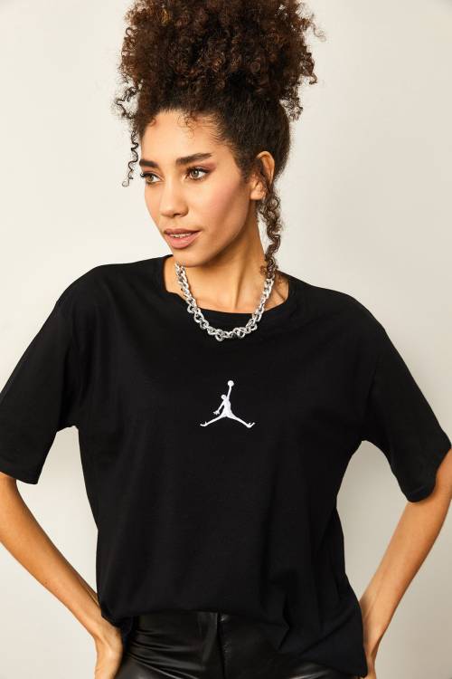 Siyah Önü Baskılı Oversize Basic Tişört 2YXK1-46119-02 - 5