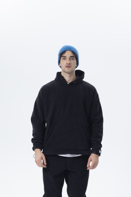 XHAN - Siyah Oversize Kapüşonlu Polar Sweatshirt 2KXE8-45511-02