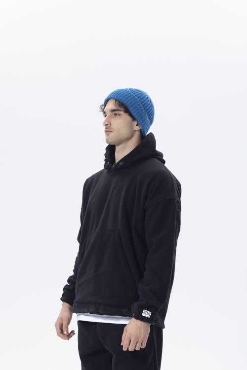 Siyah Oversize Kapüşonlu Polar Sweatshirt 2KXE8-45511-02 - 2