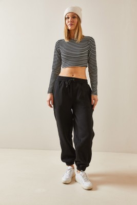 Siyah Oversize Şardonlu Jogger Eşofman Altı 4KXK8-47762-02 - 2