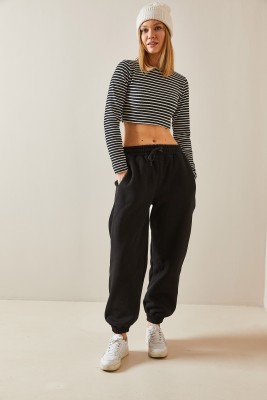 Siyah Oversize Şardonlu Jogger Eşofman Altı 4KXK8-47762-02 - 3
