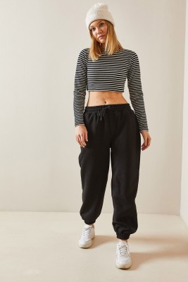 Siyah Oversize Şardonlu Jogger Eşofman Altı 4KXK8-47762-02 - 4