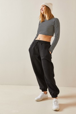 Siyah Oversize Şardonlu Jogger Eşofman Altı 4KXK8-47762-02 - 5