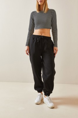 Siyah Oversize Şardonlu Jogger Eşofman Altı 4KXK8-47762-02 - 1