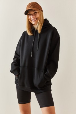 Siyah Oversize Şardonlu Kapüşonlü Sweatshirt 4KXK8-47742-02 - 3