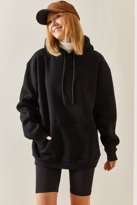 Siyah Oversize Şardonlu Kapüşonlü Sweatshirt 4KXK8-47742-02 - 5
