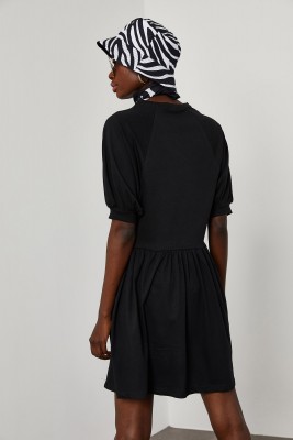 Siyah Penye Elbise 1YXK6-45038-02 - 7