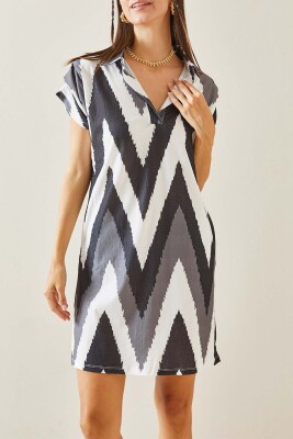 Siyah Polo Yaka Renk Geçişli Elbise 5YXK6-48850-02 