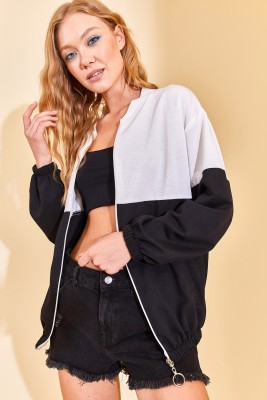 Siyah Renk Geçişli Fermuarlı Sweat Hırka 3KXK8-46812-02 - 3