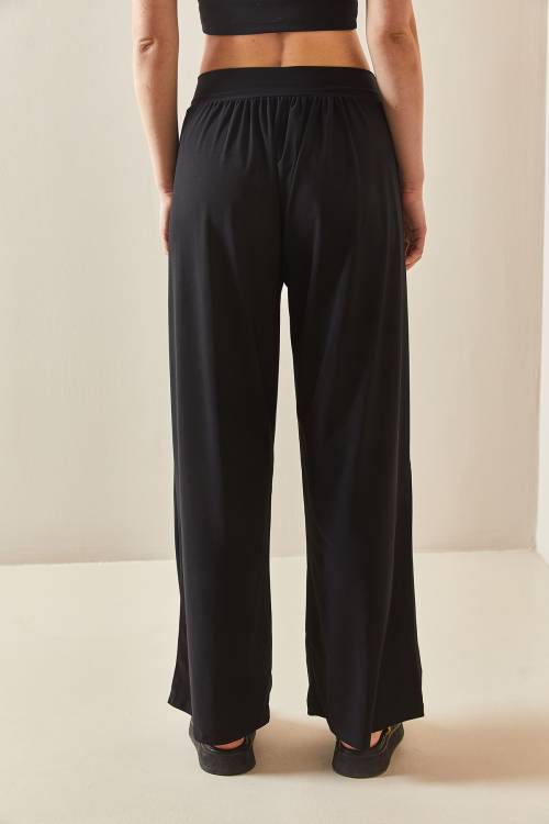 Siyah Salaş Kesim Bol Paça Pantolon 3YXK5-47094-02 - 8