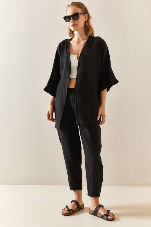 XHAN - Siyah Salaş Kimono Takım 3YXK8-47342-02