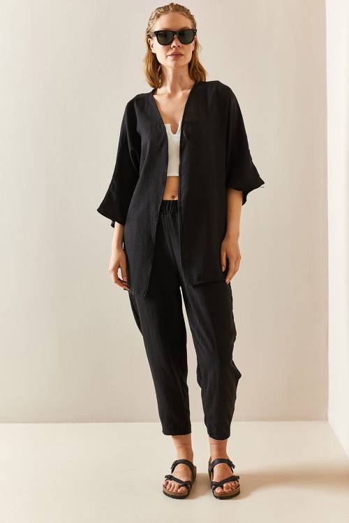 Siyah Salaş Kimono Takım 3YXK8-47342-02 - 2
