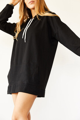 Siyah Sırt Baskılı Sweatshirt Elbise 0YXK8-44006-02 - 3
