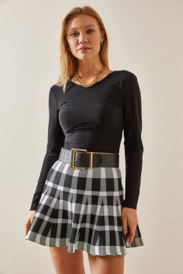 Siyah Sırt Dekolteli Biyeli Crop Bluz 4KXK2-47781-02 - 5