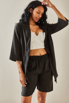 XHAN - Siyah Şortlu Kimono Takım 3YXK8-47422-02