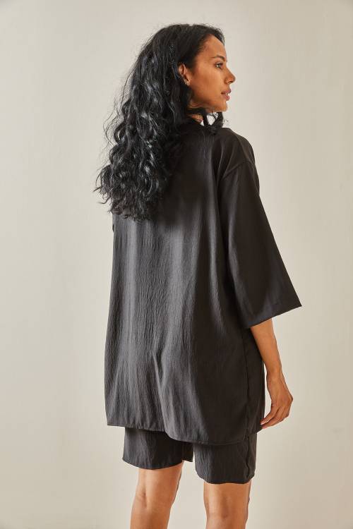 Siyah Şortlu Kimono Takım 3YXK8-47422-02 - 5