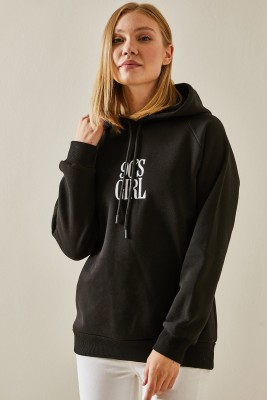 Siyah Yazı Detaylı Şardonlu Kapüşonlü Sweatshirt 4KXK8-47593-02 - 4