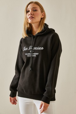 Siyah Yazı Detaylı Şardonlu Kapüşonlü Sweatshirt 4KXK8-47599-02 - 6