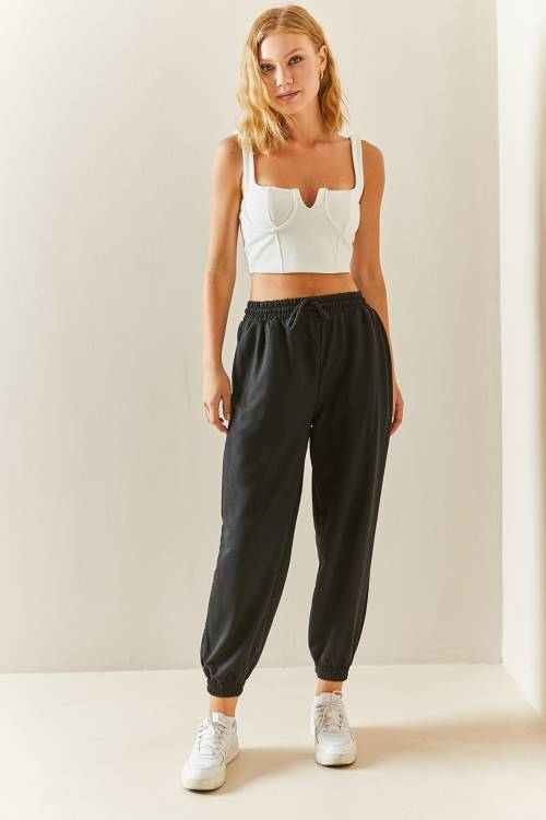 Siyah Yüksek Bel Jogger Eşofman Altı 3YXK8-47560-02 - 7
