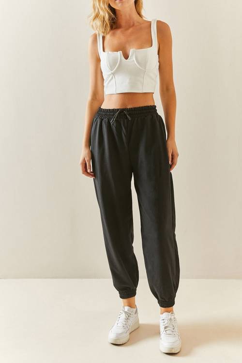 Siyah Yüksek Bel Jogger Eşofman Altı 3YXK8-47560-02 - 1