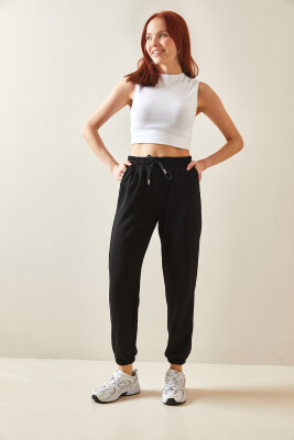 Siyah Yüksek Bel Jogger Eşofman Altı 5YXK8-48184-02 - 2