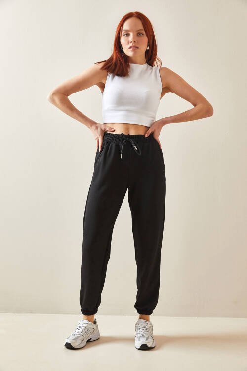 Siyah Yüksek Bel Jogger Eşofman Altı 5YXK8-48184-02 - 3