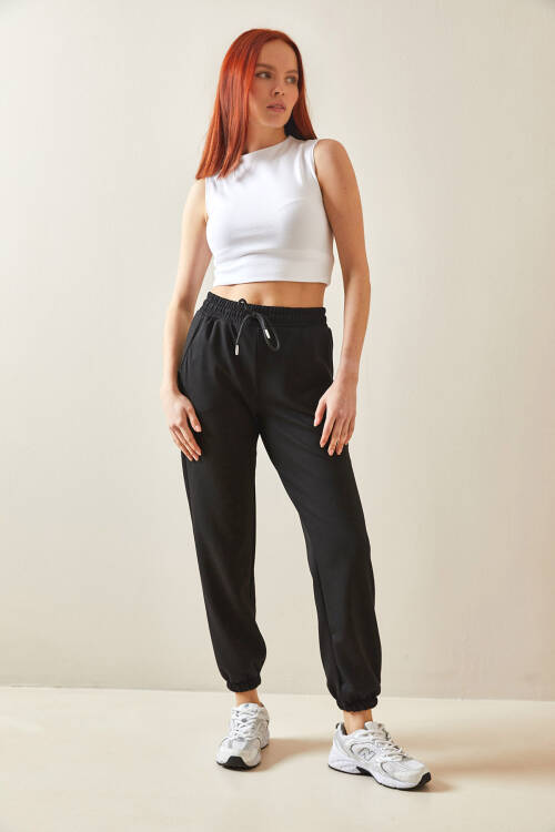 Siyah Yüksek Bel Jogger Eşofman Altı 5YXK8-48184-02 - 4