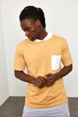 Soft Sarı Kapüşonlu Önü Cepli T-shirt 1YXE8-44965-63 - Thumbnail