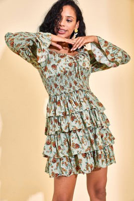 Su Yeşili Gipe Detaylı Katkat Elbise 3KXK6-46872-38 - 5