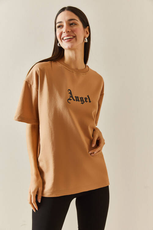Taba Bisiklet Yaka Baskılı Tişört 5YXK1-48334-30 - 4