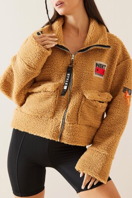 Taba Çift Cepli Crop Peluş Ceket 5KXK4-48958-30 