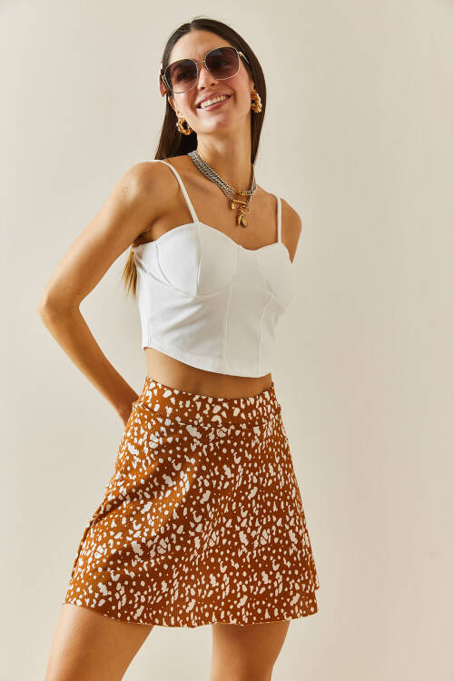 Taba Desenli Şort Etek 5YXK5-48328-30 - 7