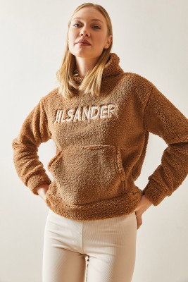 Taba Kanguru Cepli & Kapüşonlu Peluş Sweatshirt 4KXK8-47856-30 - 2