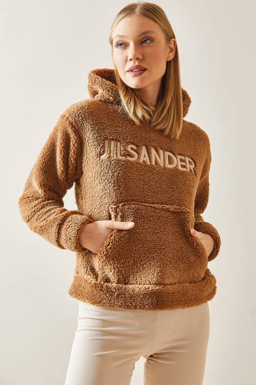 Taba Kanguru Cepli & Kapüşonlu Peluş Sweatshirt 4KXK8-47856-30 - 3