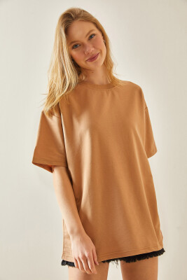 Taba Oversize Basic Tişört 3YXK1-47087-30 - 5