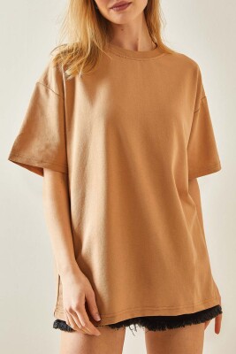 Taba Oversize Basic Tişört 3YXK1-47087-30 - XHAN