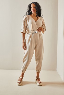 Taş Rengi Beli Kemerli Tulum 3YXK6-47404-56 - 4